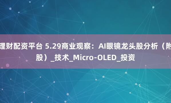 理财配资平台 5.29商业观察：AI眼镜龙头股分析（附股）_技术_Micro-OLED_投资